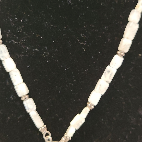 Ceramic Pendent 2 sided Neckless with Moonstone - Picture 4 of 6